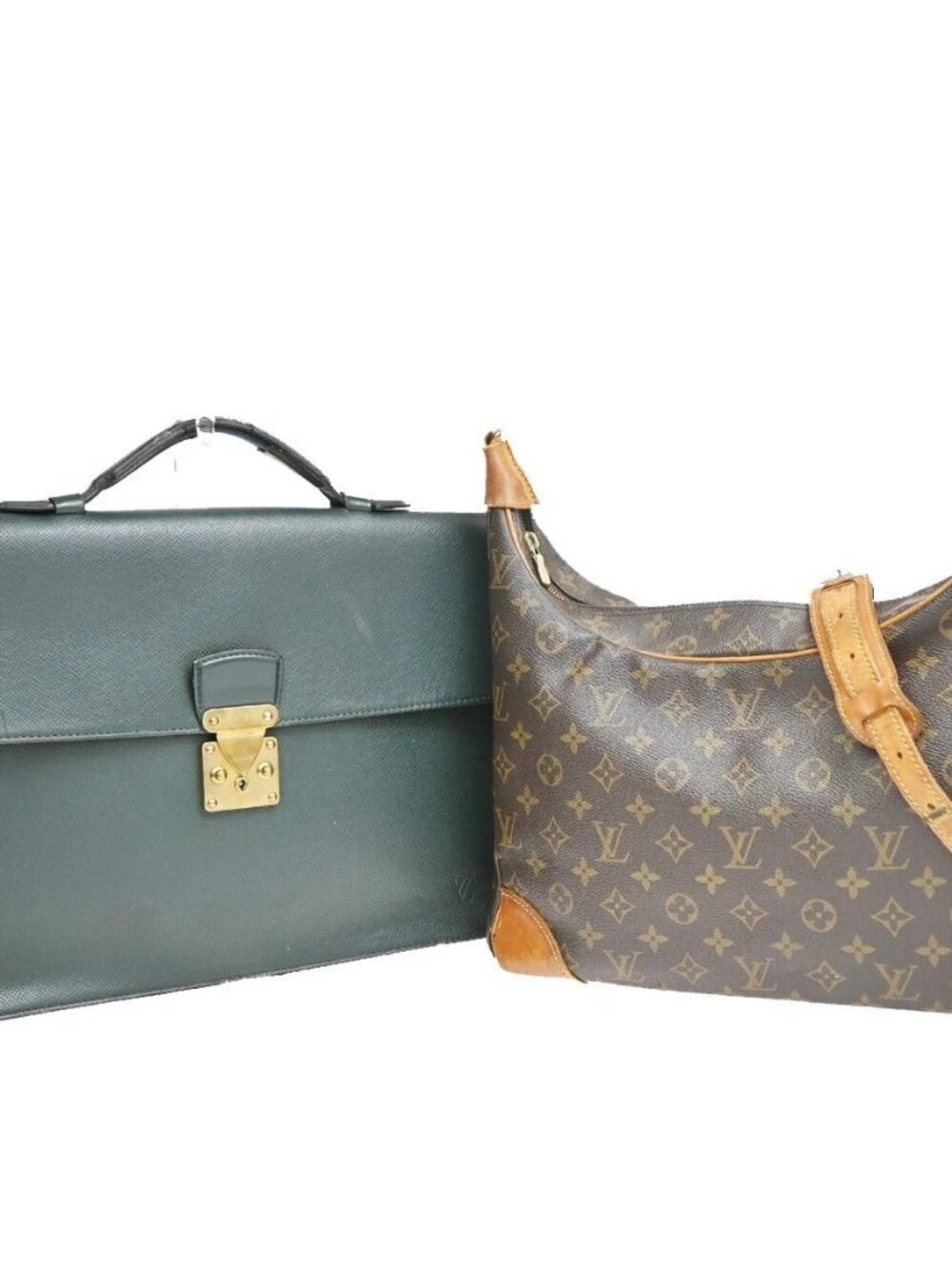 LOUIS VUITTON Shoulder Hand Bag 2 Set Lot Monogram Taiga Brown Green 68YJ544